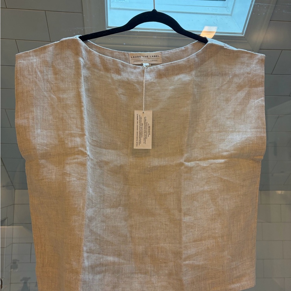 Linen Sleeveless Top in Light Beige Laude the Label